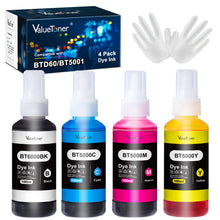 Valuetoner para Brother Kit de Tintas BTD60BK BT5001Y BT5001M BT5001C Impresora Compatibles HL-T4000DW DCP-T310 DCP-T510W DCP-T710W MFC-T810W MFC-T910DW MFC-T4500DW (4 Unidades)