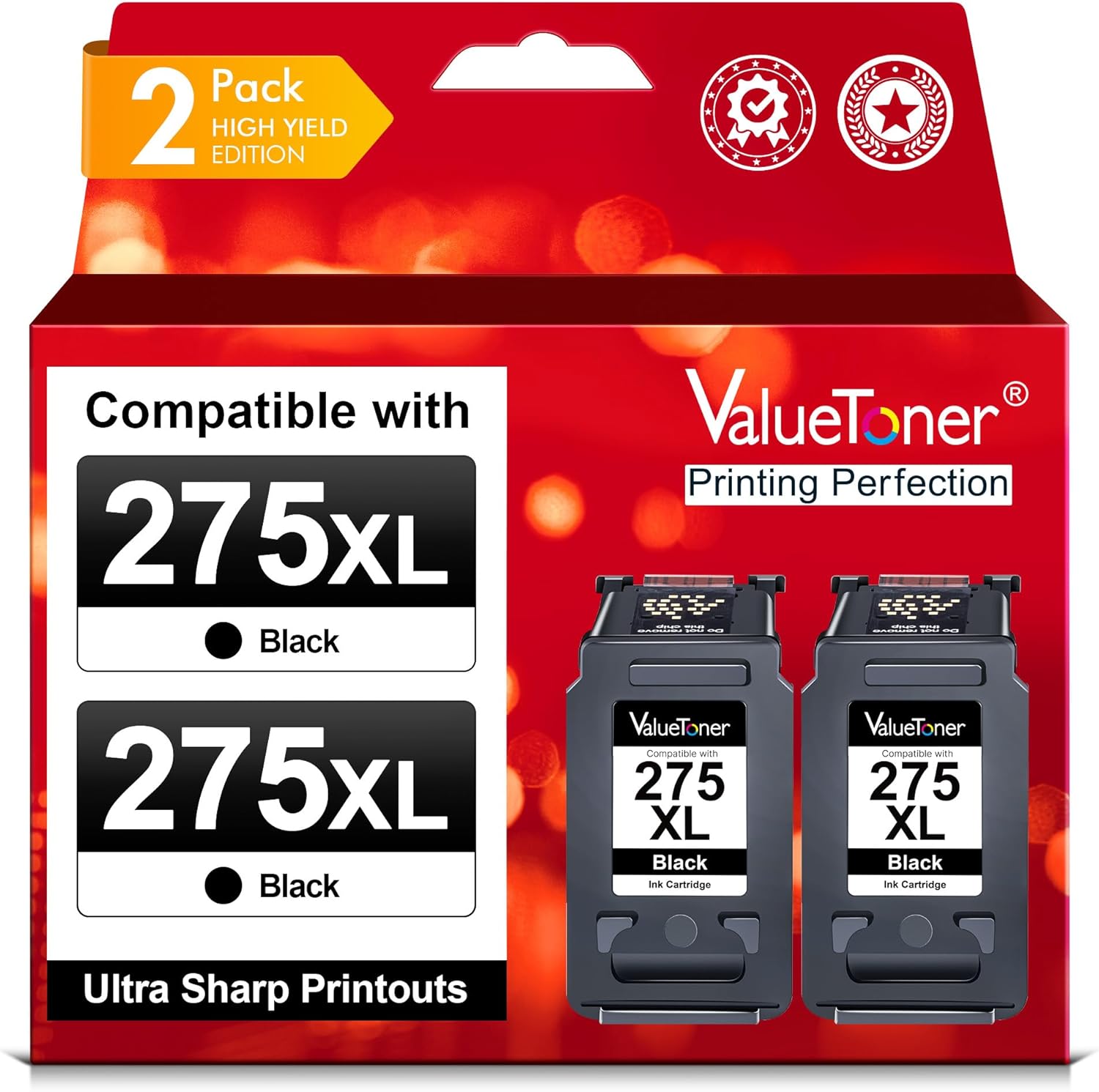 275XL PG-275 XL Ink Cartridge for Canon 275 Black Ink High Capacity Compatible with Canon Printers Pixma TR4720 TS3720 TS3522 TR4722 TS3722 TS3520 TS3700 TR4723 TS3500 TR4700 (2 Black)