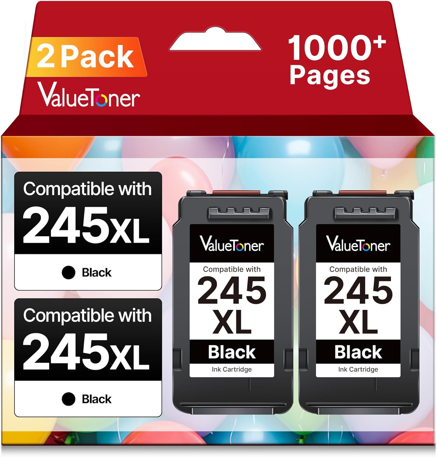 245XL Ink Cartridge Replacement for Canon 245XL Black Ink Combo Pack PG-245XL 245 XL for PIXMA TR4520 MX492 TS3122 MX490 MG3022 MG2522 MG2920 MG2420 MG2520 MG2922 MG2924 Printer (2 Black)
