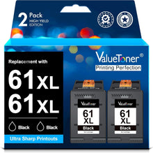 Valuetoner Ink Cartridges Replacement for HP Ink 61 XL 61XL Black Remanufactured for HP Envy 4500 4501 4502 5530 Deskjet 2540 3050 1000 1050 1056 1510 1512 1010 1055 OfficeJet 4630 Printer (2 Black)