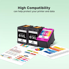 61XL Ink Cartridges Black and Color Replacement for HP 61XL Ink Cartridge Combo Pack Work with HP Envy 4500 5530 4502 4501 5535 OfficeJet 4630 4635 DeskJet 2540 1000 1010 1510 Printers, 3-Pack
