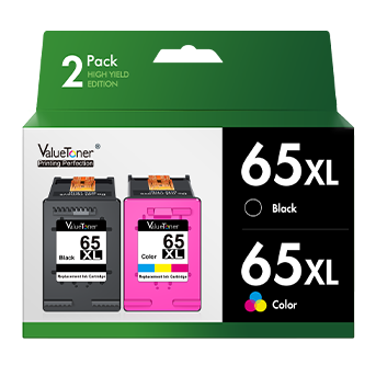 Valuetoner Remanufactured Ink Cartridges Replacement for HP 65XL Ink Cartridge Combo Pack 65 XL for Envy 5055 5052 5058 DeskJet 3755 2655 3720 3722 3723 3752 3758 2652 2624(1 Black, 1 Color)