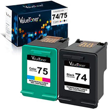 Valuetoner Remanufactured Ink Cartridge Replacement For Hewlett Packard HP 74 & HP 75 CC659FN CB335WN CB337WN (1 Black, 1 Tri-Color) 2 Pack