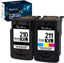 Valuetoner Remanufactured Ink Cartridge Replacement for Canon PG-210XL CL-211XL to use with PIXMA IP2702 IP2700 MP230 MP240 MP250 MP270 MP280 MP480 MP490 MP495 MP499 MX320 MX330 MX340(1 Black,1 Color)