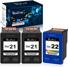Valuetoner Remanufactured Ink Cartridge Replacement for HP 21 C9351AN & 22 C9352AN for DESKJET F4180 F2210 D1560, OFFICEJET 4315 J3640, FAX 3180, PSC 1401 Printer (2 Black, 1 Tri-Color, 3 Pack)