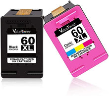 Valuetoner Remanufactured Ink Cartridge Replacement for HP 60XL 60 XL High Yield D8J61BN CC641WN CC644WN (1 Black, 1 Tri-Color) 2 Pack for Photosmart C4680 D110, Deskjet D2680 F2430 F4210 Printer