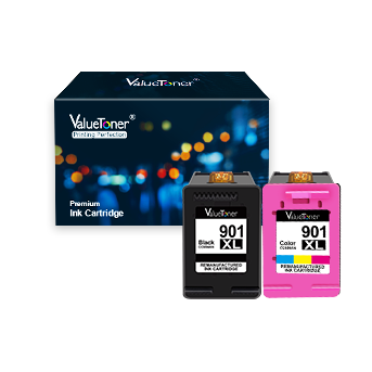 Valuetoner Remanufactured Ink Cartridge Replacement for HP 901XL 901 XL Compatible with Officejet 4500, J4524, J4540, J4550, J4580, J4624, J4680 Printer High Yield (1 Black, 1 Tri-Color, 2 Pack)