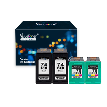 Valuetoner Remanufactured Ink Cartridge Replacement for HP 74XL & 75XL High Yield CB336WN CB338WN (2 Black, 2 Tri-Color) 4 Pack